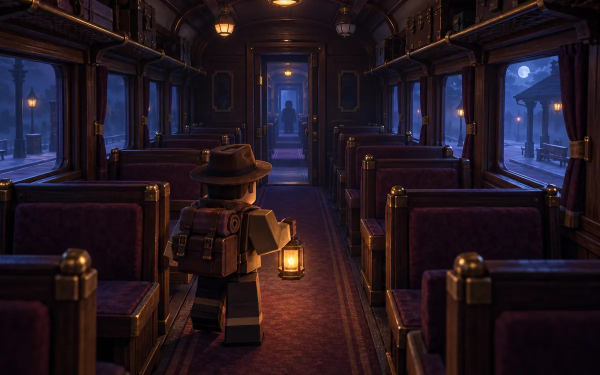 Concept illustration of a dim night-train corridor