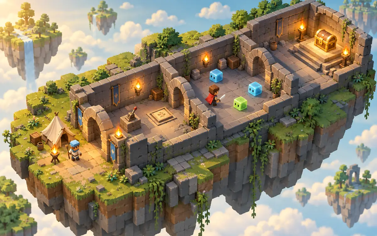 Concept illustration of a compact dungeon adventure